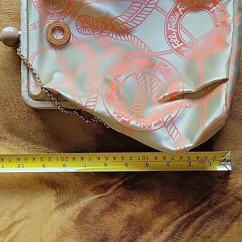 Folli Follie orange and gold hand bag with chain shoulder strap - Picture 7 of 9